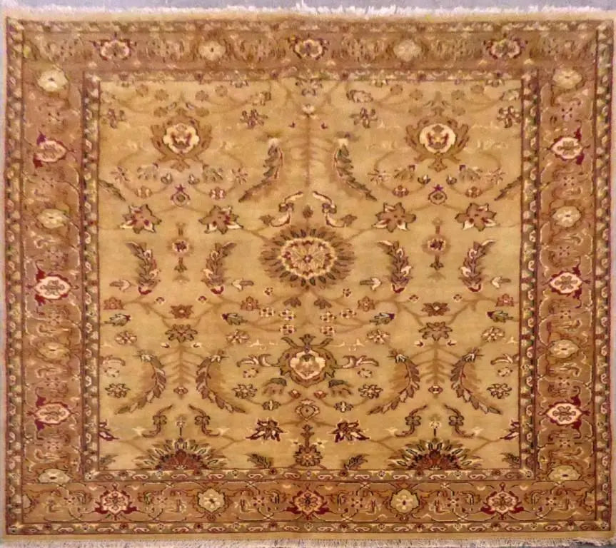 One Of The Kind Indian Hand-Knotted Rug 9'7" X 8'1''